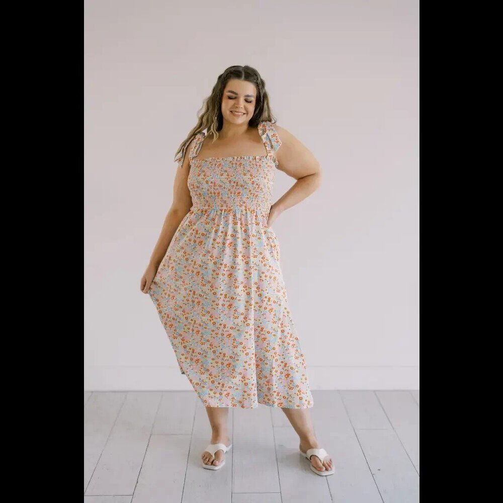 Polished Prints The Day Dress - Retro Floral XL organic cotton
